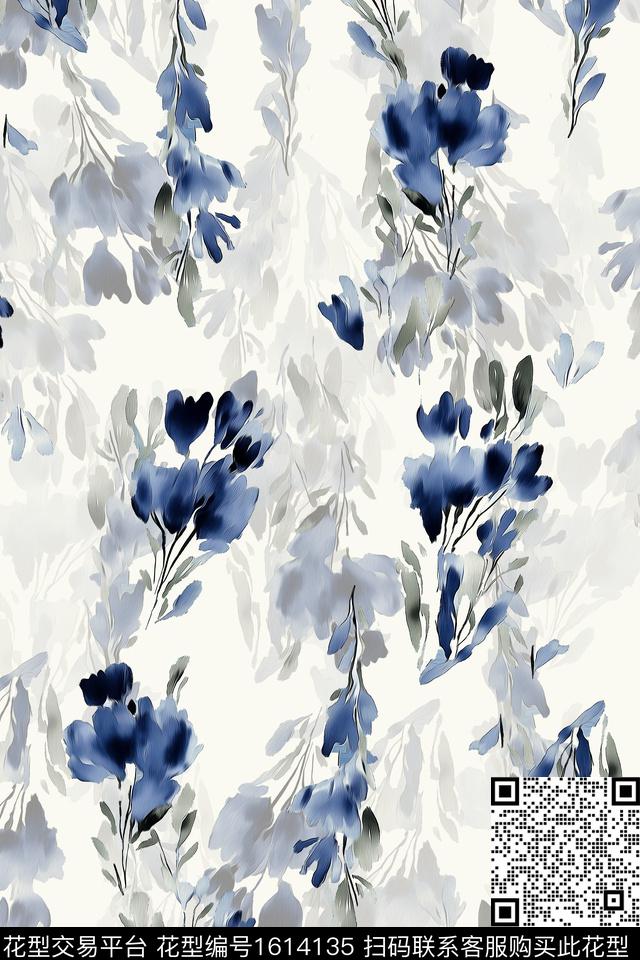 影花花卉水彩花卉数码印花华亿平台下载（图片编号: 1614135） - 瓦栏（Walan）