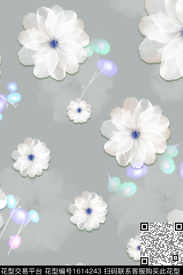 影花大花花卉数码印花华亿平台下载（图片编号: 1614243） - 瓦栏（Walan）
