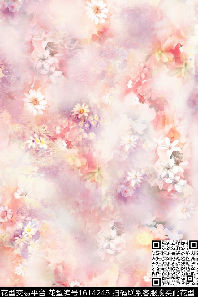 花卉春夏华亿平台朦胧花卉数码印花华亿平台下载（图片编号: 1614245） - 瓦栏（Walan）