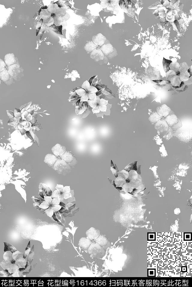 小清新晕染肌理小碎花数码印花华亿平台下载（图片编号: 1614366） - 瓦栏（Walan）