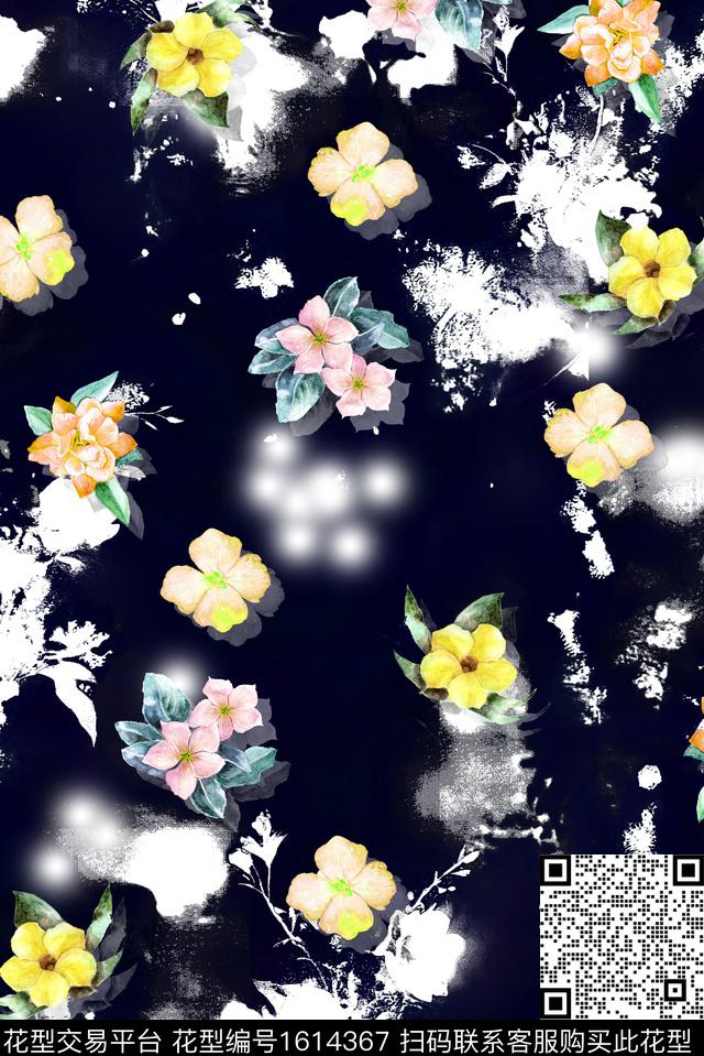 小清新晕染肌理小碎花数码印花华亿平台下载（图片编号: 1614367） - 瓦栏（Walan）