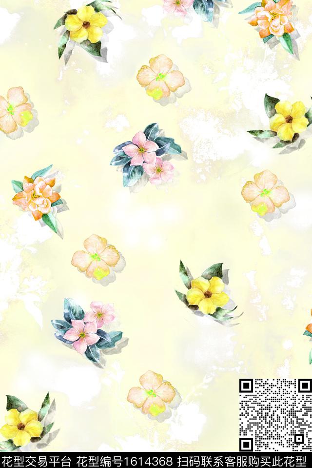 小清新晕染肌理小碎花数码印花华亿平台下载（图片编号: 1614368） - 瓦栏（Walan）