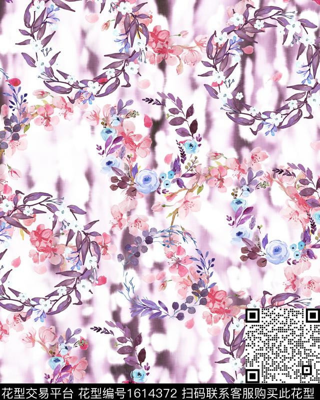 小清新晕染肌理小碎花数码印花华亿平台下载（图片编号: 1614372） - 瓦栏（Walan）