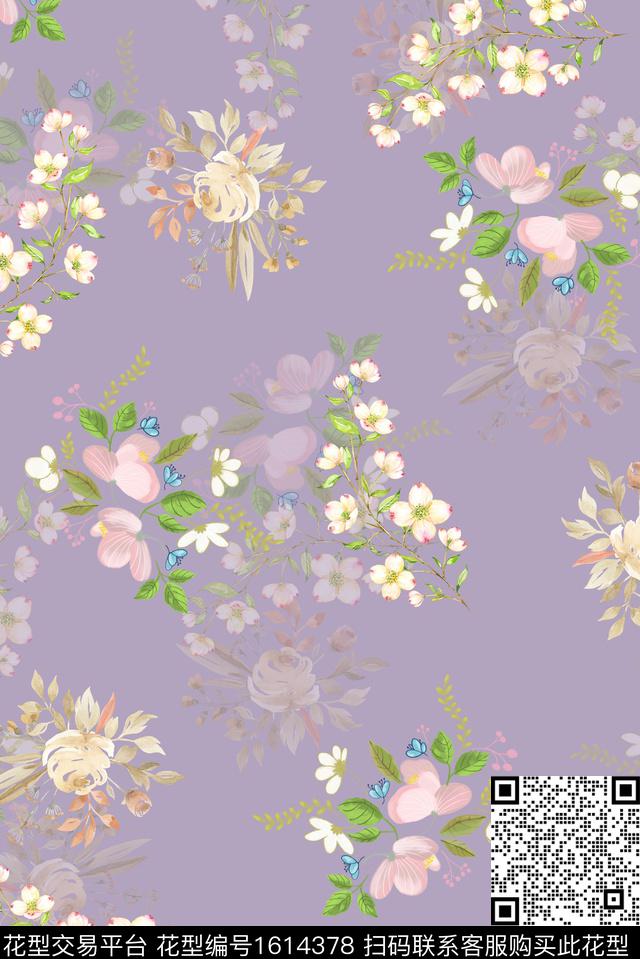 小清新玫瑰花小碎花数码印花华亿平台下载（图片编号: 1614378） - 瓦栏（Walan）