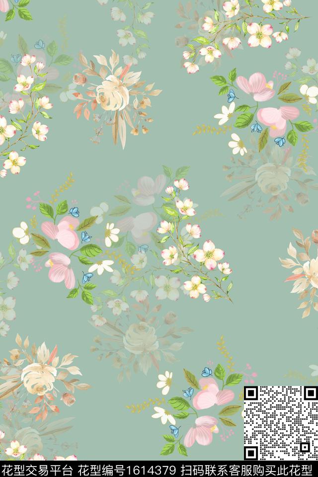 花卉影花手绘数码印花华亿平台下载（图片编号: 1614379） - 瓦栏（Walan）