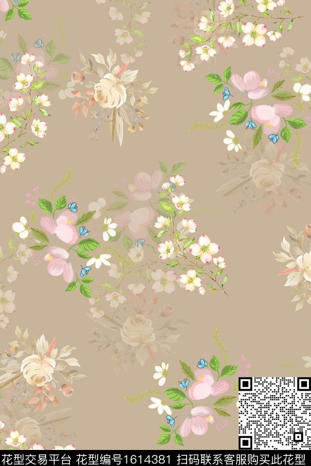 小清新玫瑰花小碎花数码印花华亿平台下载（图片编号: 1614381） - 瓦栏（Walan）