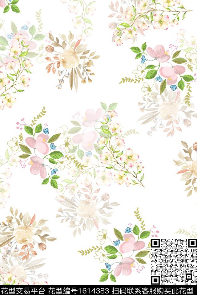 小清新玫瑰花小碎花数码印花华亿平台下载（图片编号: 1614383） - 瓦栏（Walan）