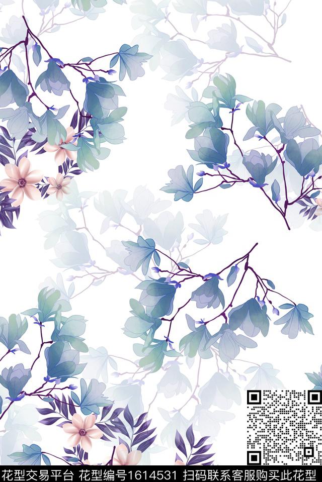 小清新小碎花水彩花卉数码印花华亿平台下载（图片编号: 1614531） - 瓦栏（Walan）