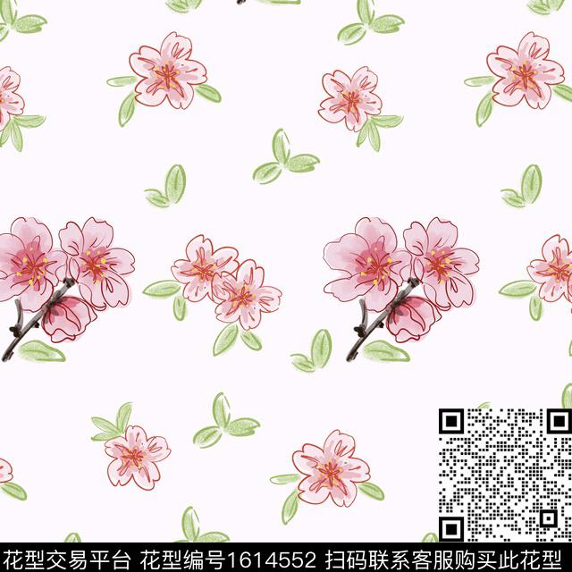 清爽底花卉桃花花卉数码印花华亿平台下载（图片编号: 1614552） - 瓦栏（Walan）