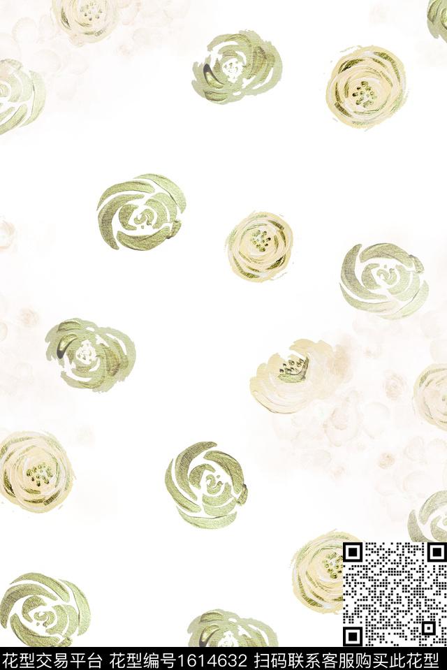 小清新晕染肌理小碎花数码印花华亿平台下载（图片编号: 1614632） - 瓦栏（Walan）