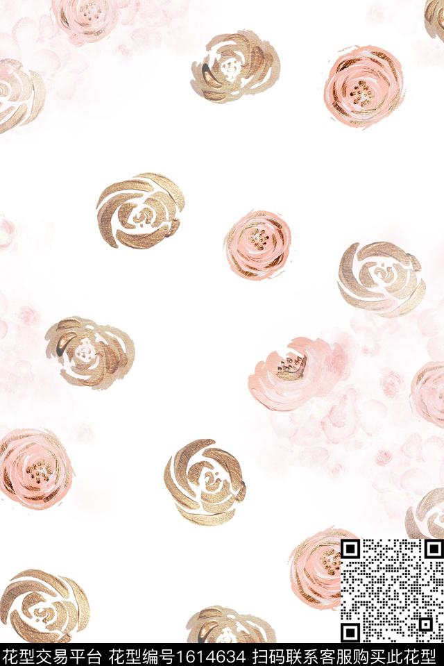 小清新花卉水彩花卉数码印花华亿平台下载（图片编号: 1614634） - 瓦栏（Walan）