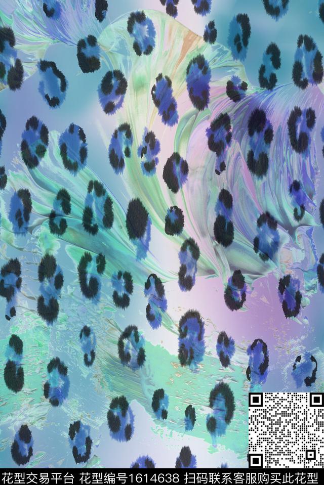 豹纹水彩抽象数码印花华亿平台下载（图片编号: 1614638） - 瓦栏（Walan）