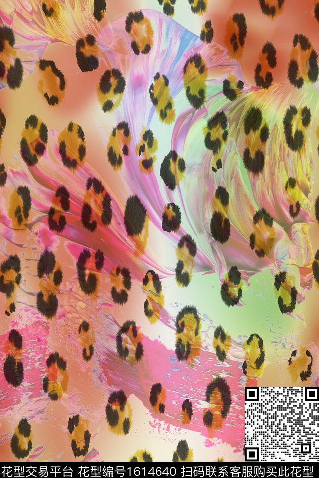 豹纹晕染肌理渐变数码印花华亿平台下载（图片编号: 1614640） - 瓦栏（Walan）