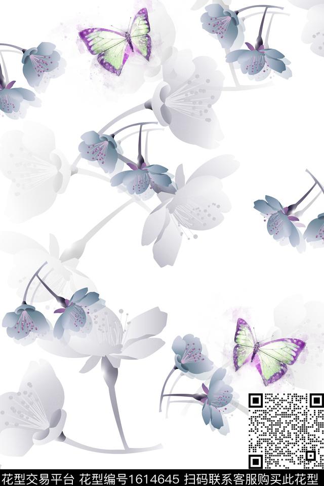 花卉小碎花玉兰花数码印花华亿平台下载（图片编号: 1614645） - 瓦栏（Walan）