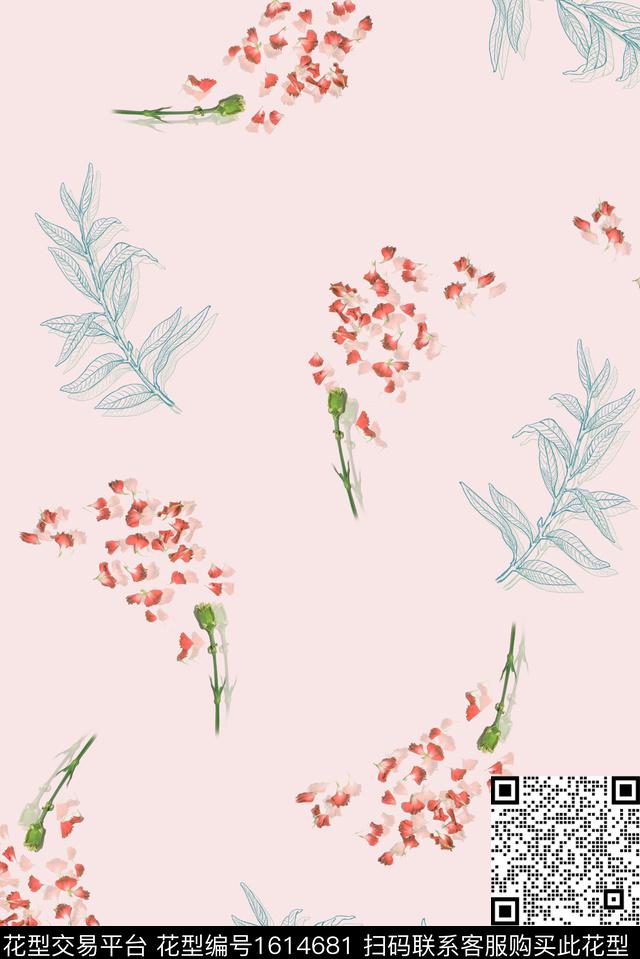 小清新玫瑰花小碎花数码印花华亿平台下载（图片编号: 1614681） - 瓦栏（Walan）