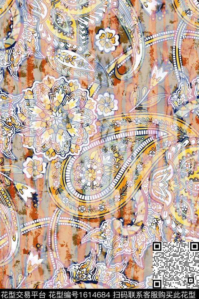 花卉民族风火腿花数码印花华亿平台下载（图片编号: 1614684） - 瓦栏（Walan）