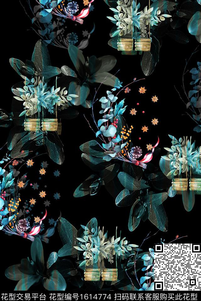 晕染肌理小碎花百合数码印花华亿平台下载（图片编号: 1614774） - 瓦栏（Walan）