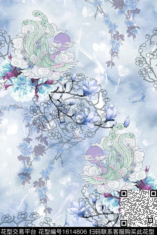 晕染肌理小碎花水墨风数码印花华亿平台下载（图片编号: 1614806） - 瓦栏（Walan）