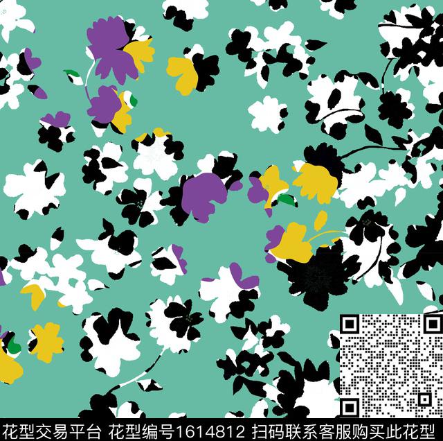 花卉小碎花清爽底花卉数码印花华亿平台下载（图片编号: 1614812） - 瓦栏（Walan）