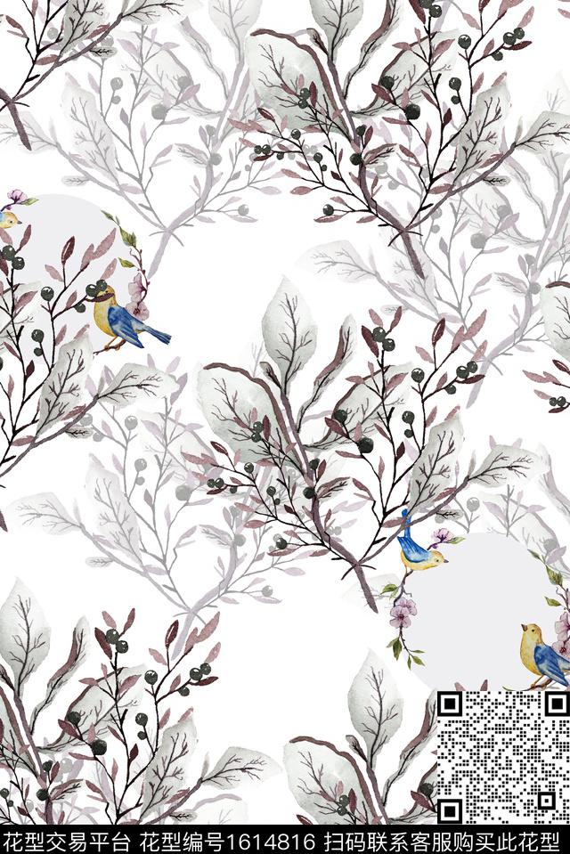 花卉影花花鸟数码印花华亿平台下载（图片编号: 1614816） - 瓦栏（Walan）