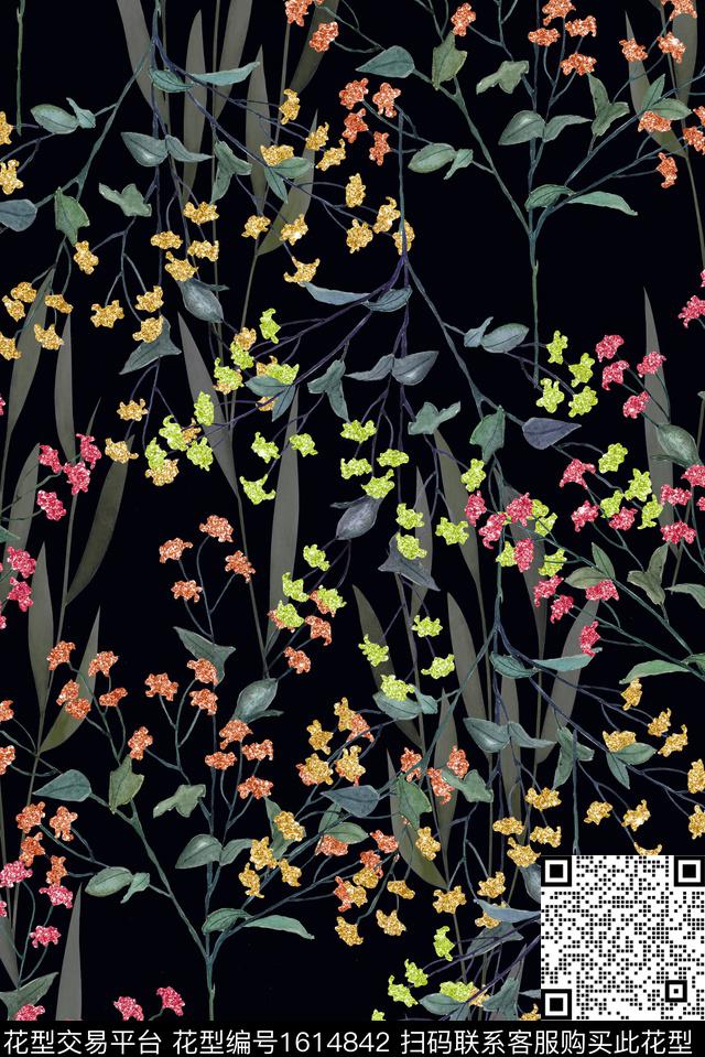 小清新小碎花水彩花卉数码印花华亿平台下载（图片编号: 1614842） - 瓦栏（Walan）