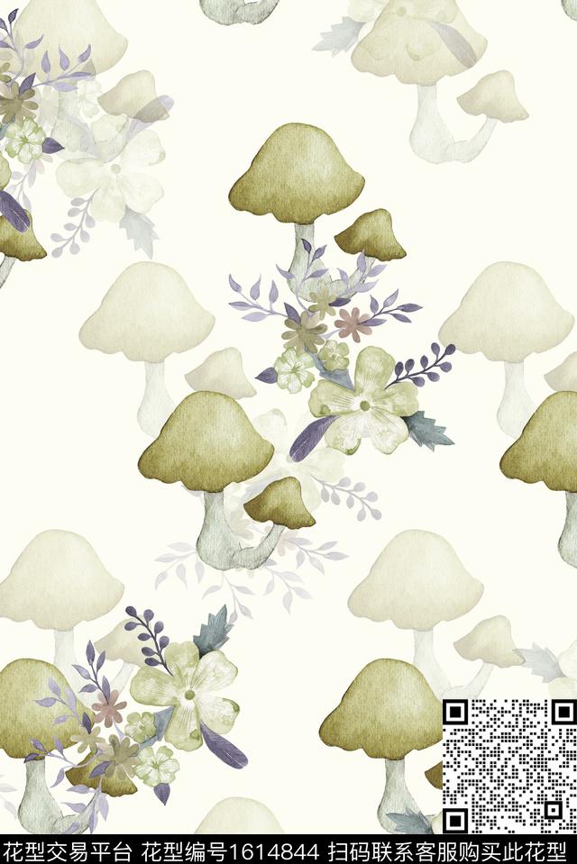 小清新花卉影花数码印花华亿平台下载（图片编号: 1614844） - 瓦栏（Walan）