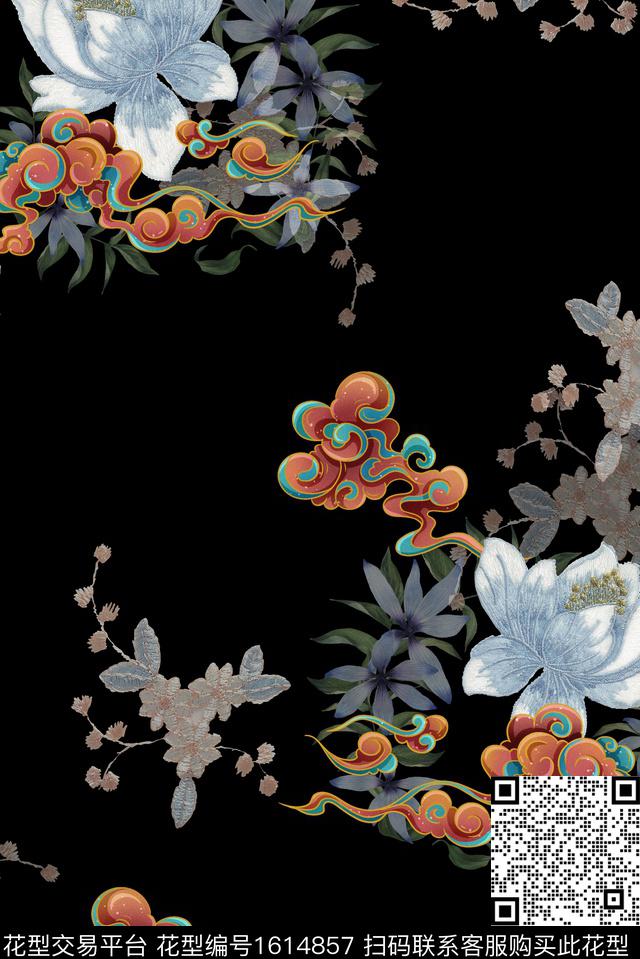 小碎花水彩花卉荷花数码印花华亿平台下载（图片编号: 1614857） - 瓦栏（Walan）