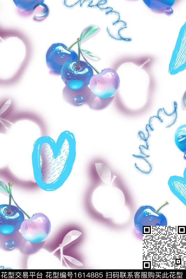 爱心樱桃简影数码印花华亿平台下载（图片编号: 1614885） - 瓦栏（Walan）