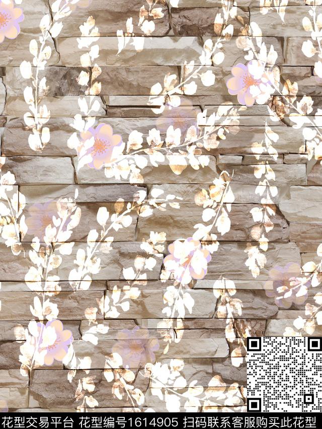 墙壁花卉底纹数码印花华亿平台下载（图片编号: 1614905） - 瓦栏（Walan）