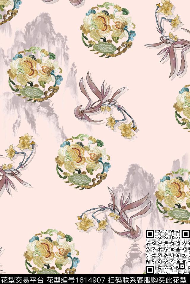 山峰古典花纹民族风数码印花华亿平台下载（图片编号: 1614907） - 瓦栏（Walan）