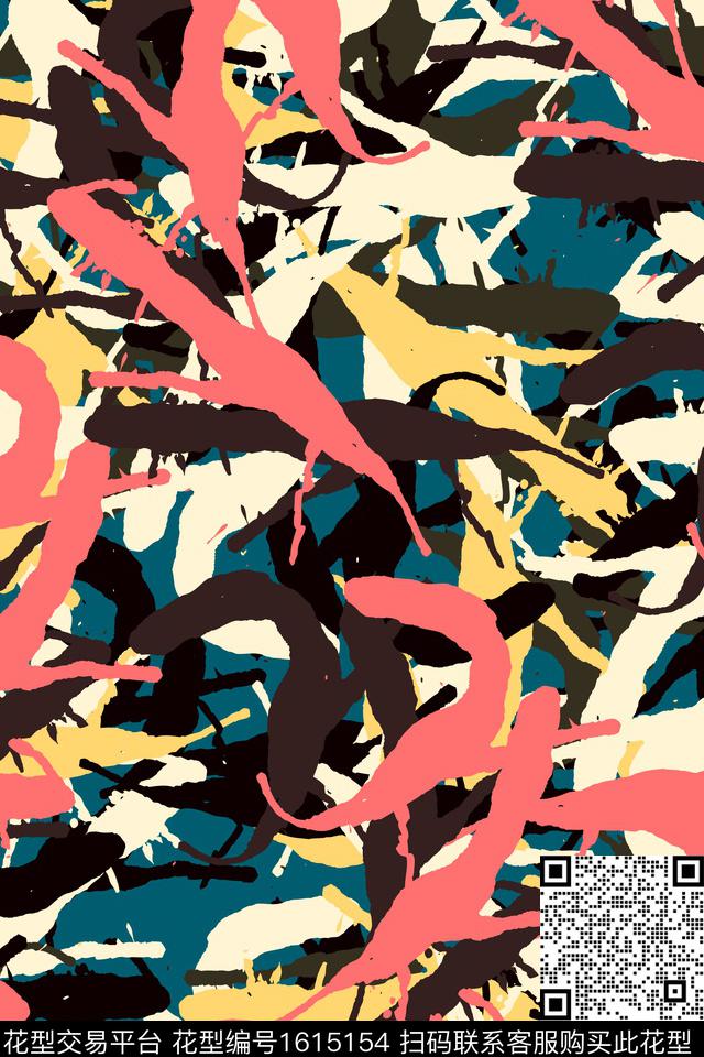 涂鸦线条画传统印花华亿平台下载（图片编号: 1615154） - 瓦栏（Walan）