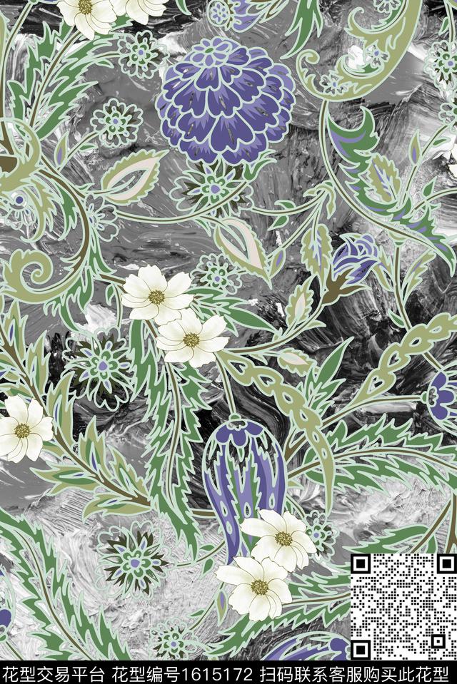 晕染肌理古典花纹小碎花数码印花华亿平台下载（图片编号: 1615172） - 瓦栏（Walan）