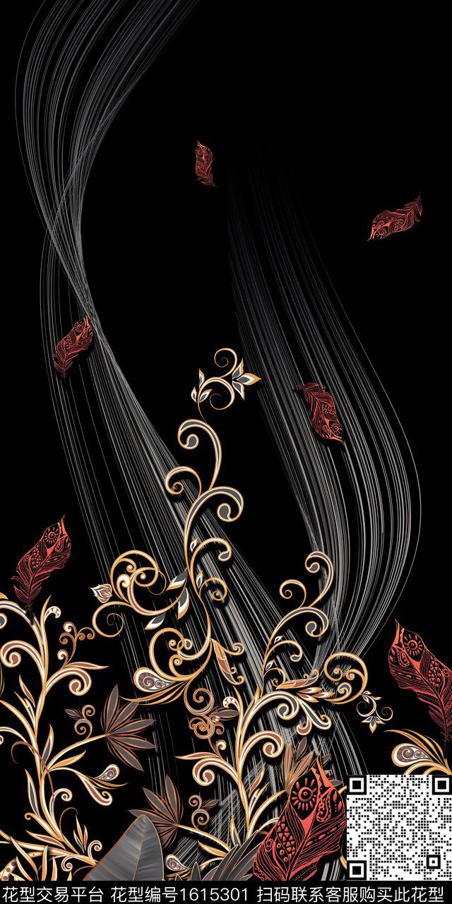 定位花线条民族风数码印花华亿平台下载（图片编号: 1615301） - 瓦栏（Walan）