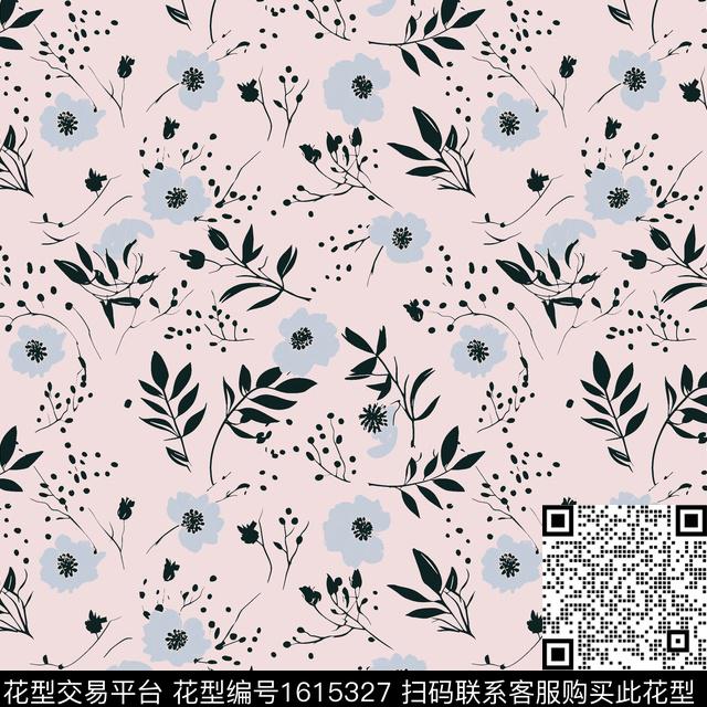 花卉小碎花剪影数码印花华亿平台下载（图片编号: 1615327） - 瓦栏（Walan）