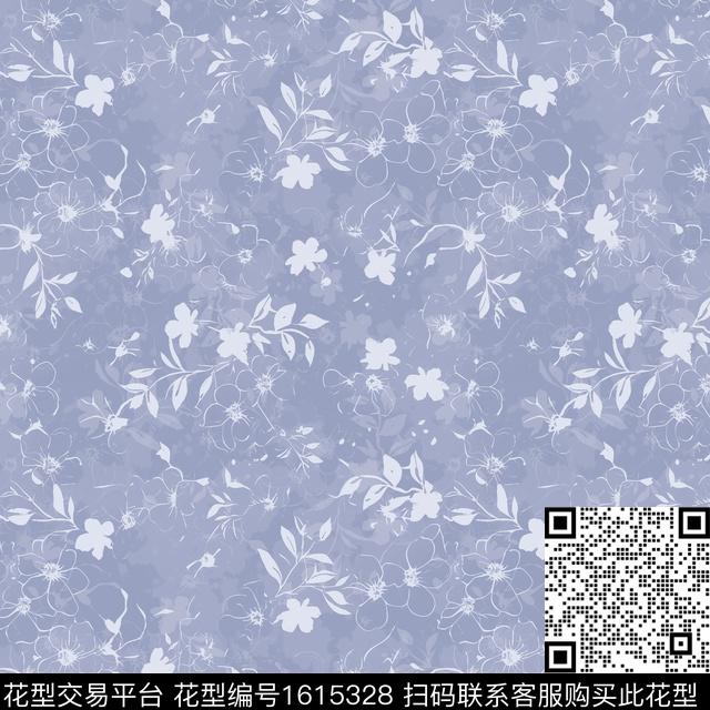 花卉剪影小碎花数码印花华亿平台下载（图片编号: 1615328） - 瓦栏（Walan）