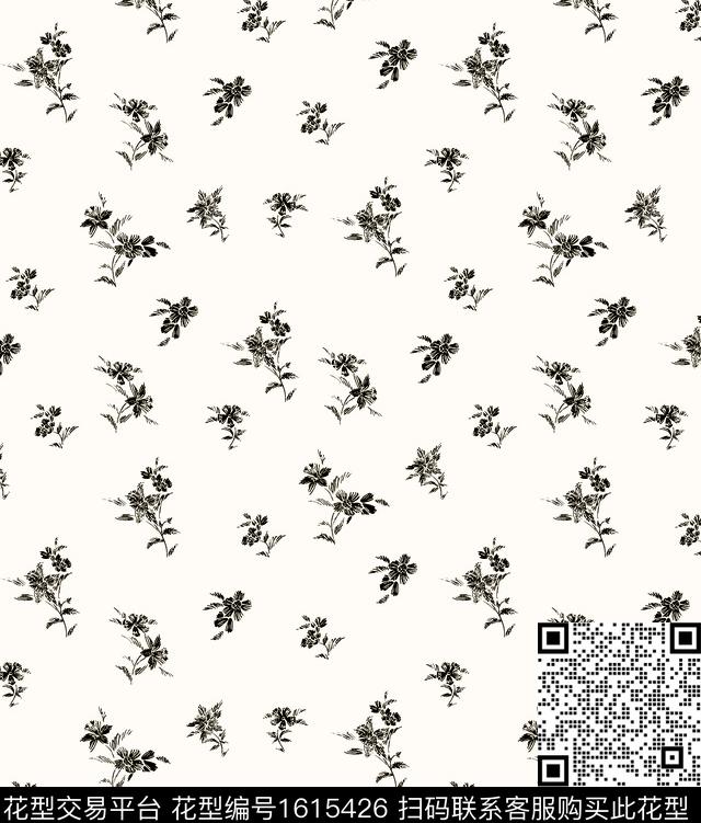 小碎花花卉清爽底花卉数码印花华亿平台下载（图片编号: 1615426） - 瓦栏（Walan）