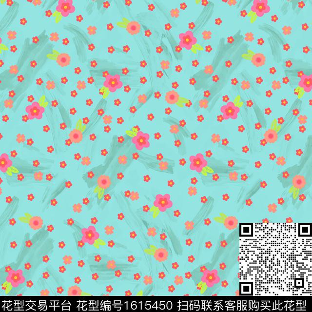 花卉小碎花笔触数码印花华亿平台下载（图片编号: 1615450） - 瓦栏（Walan）