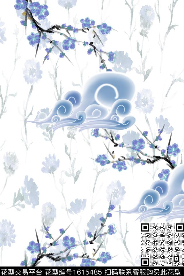 小碎花水彩花卉祥云数码印花华亿平台下载（图片编号: 1615485） - 瓦栏（Walan）