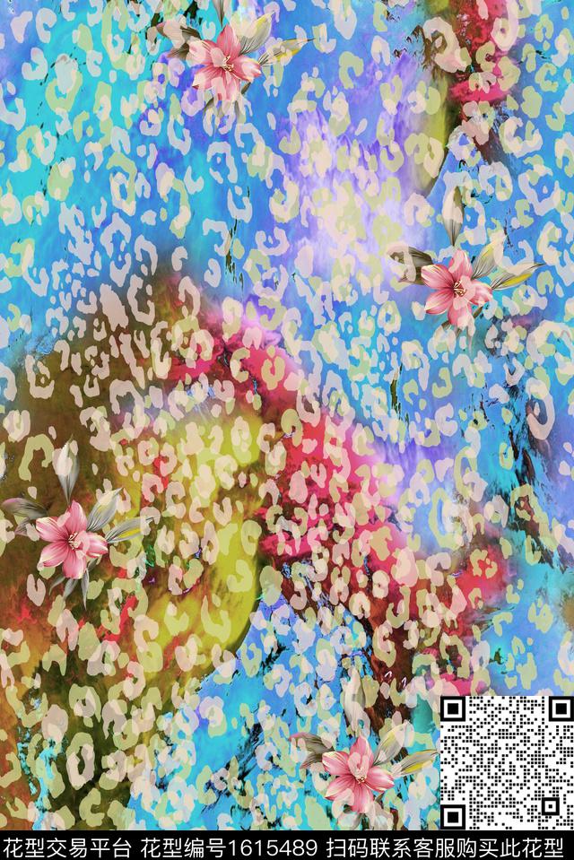 豹纹晕染肌理小碎花数码印花华亿平台下载（图片编号: 1615489） - 瓦栏（Walan）