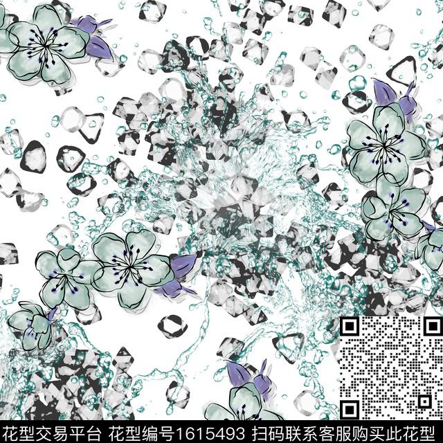 小碎花休闲波浪纹数码印花华亿平台下载（图片编号: 1615493） - 瓦栏（Walan）