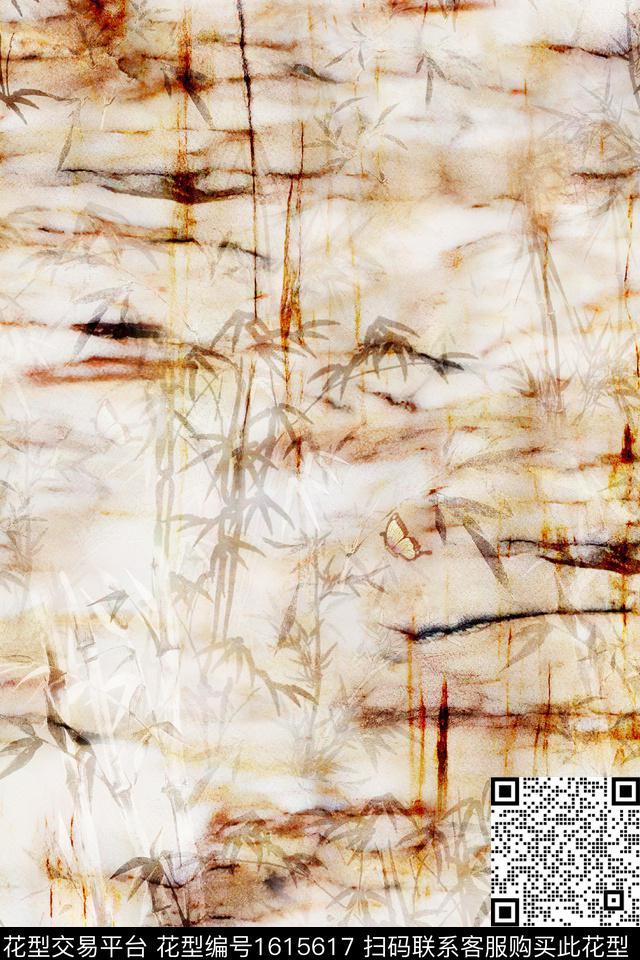 香云纱晕染肌理竹子数码印花华亿平台下载（图片编号: 1615617） - 瓦栏（Walan）