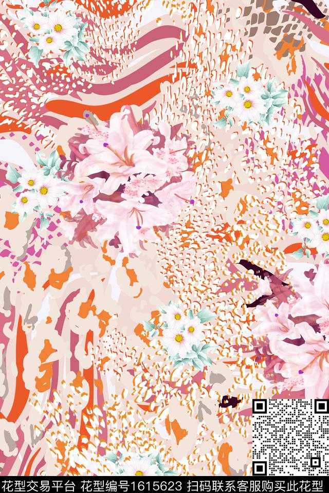 花卉水彩花卉百合数码印花华亿平台下载（图片编号: 1615623） - 瓦栏（Walan）