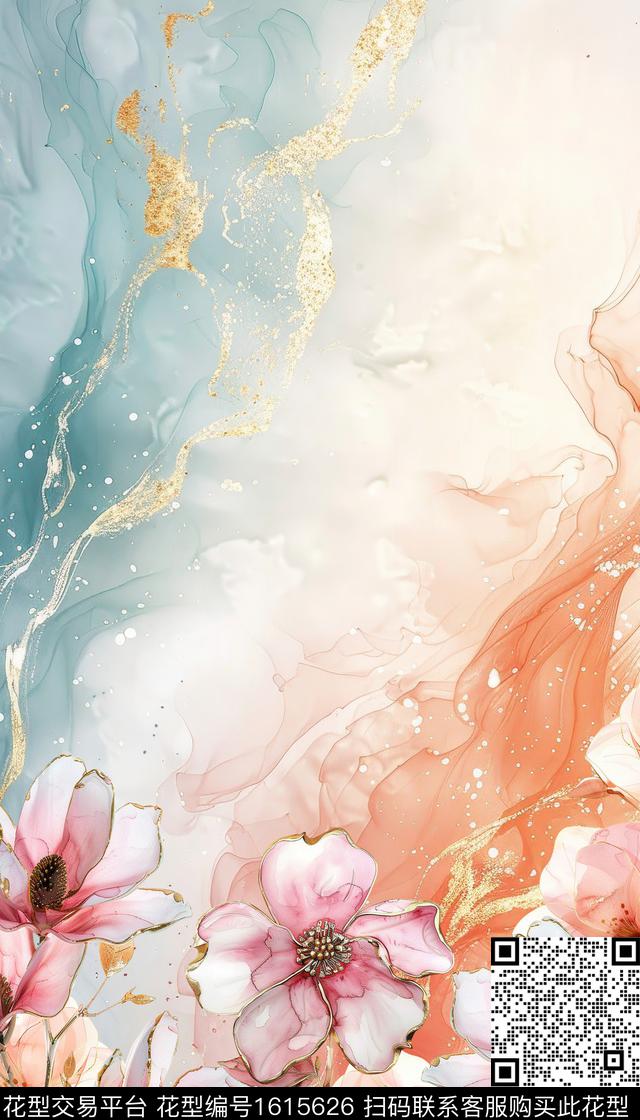 花卉渐变定位花数码印花华亿平台下载（图片编号: 1615626） - 瓦栏（Walan）