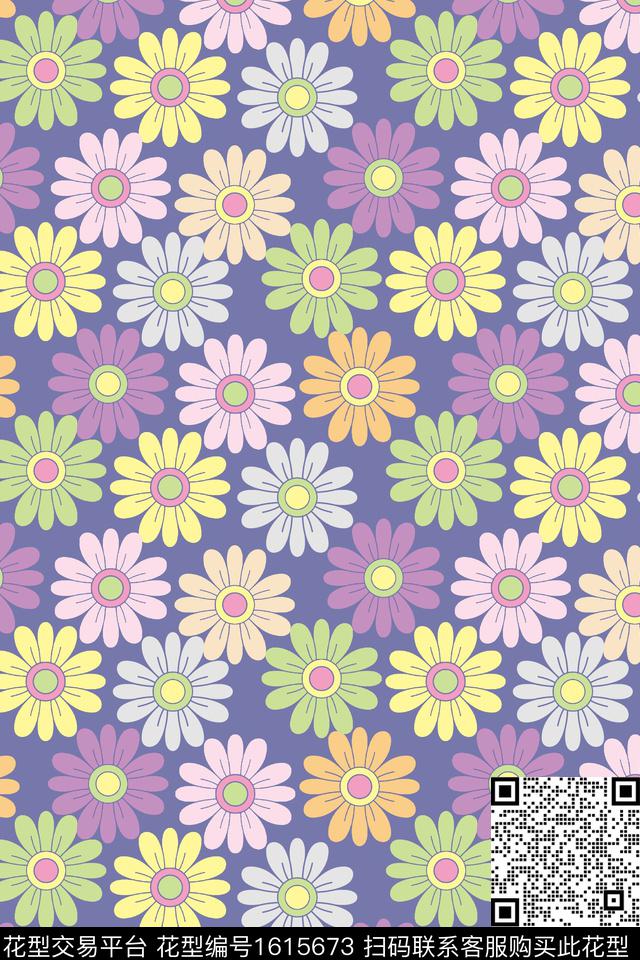 满版散花花卉传统印花华亿平台下载（图片编号: 1615673） - 瓦栏（Walan）