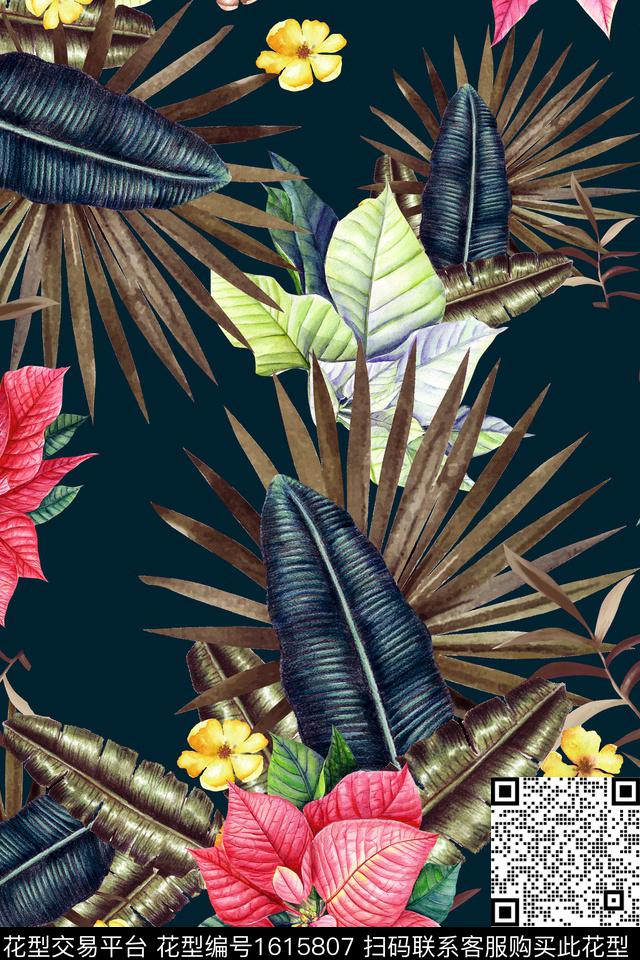 花卉中老年绿植树叶数码印花华亿平台下载（图片编号: 1615807） - 瓦栏（Walan）