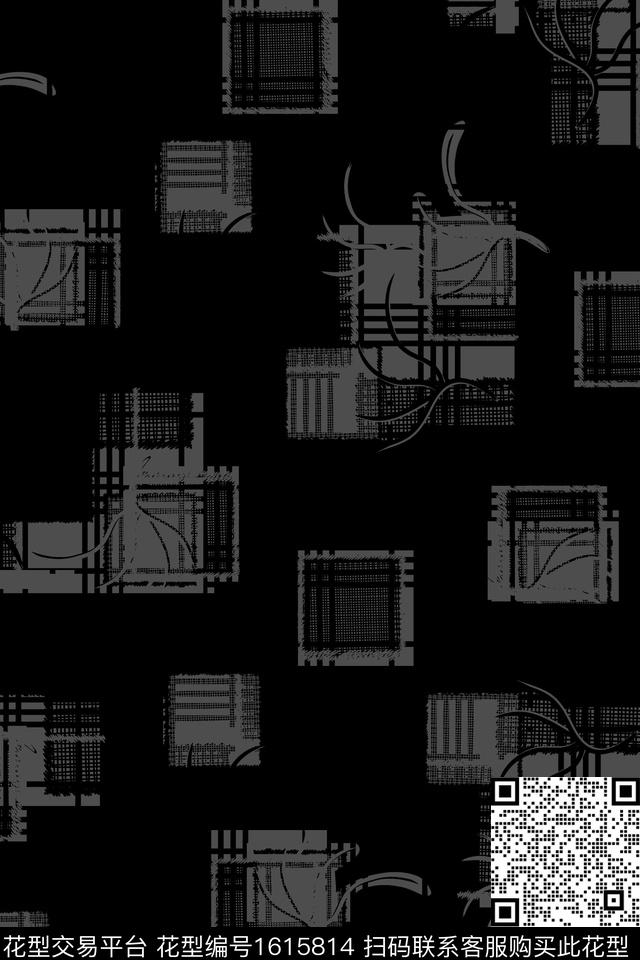 格子几何黑白条纹数码印花华亿平台下载（图片编号: 1615814） - 瓦栏（Walan）