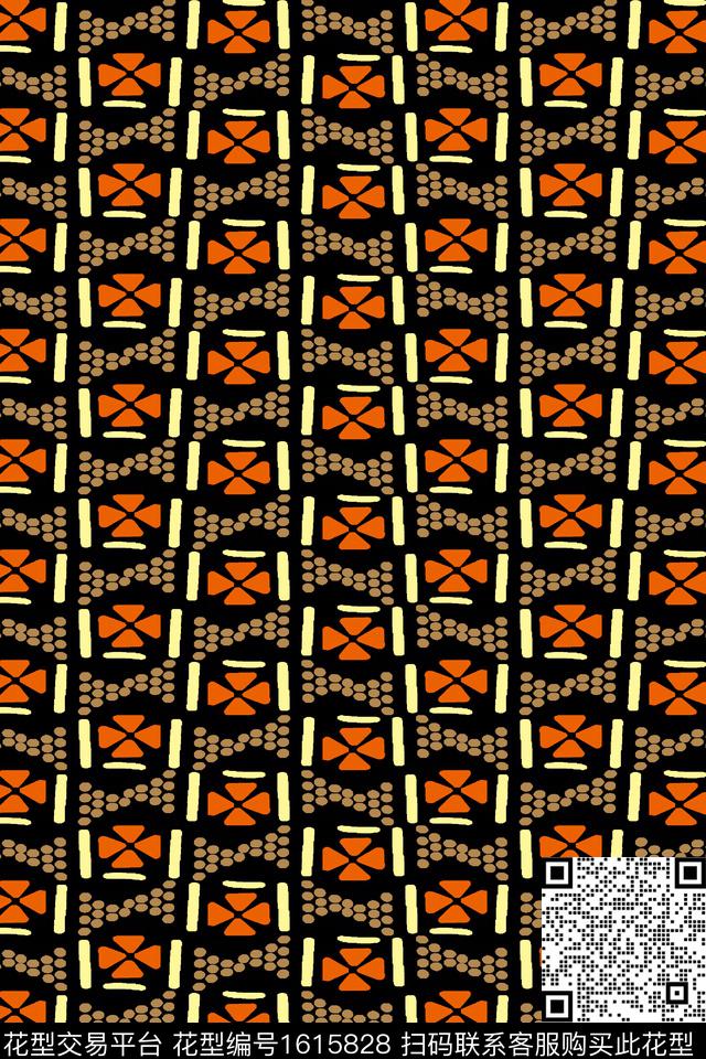 波点几何条纹传统印花华亿平台下载（图片编号: 1615828） - 瓦栏（Walan）