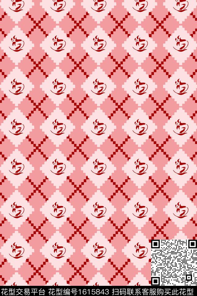 花卉格子条纹传统印花华亿平台下载（图片编号: 1615843） - 瓦栏（Walan）