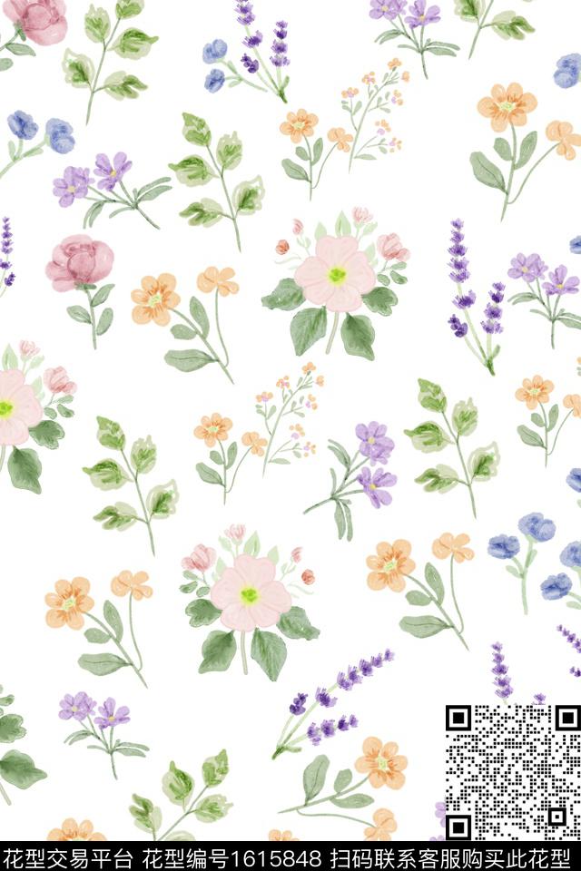 小清新春夏华亿平台花卉数码印花华亿平台下载（图片编号: 1615848） - 瓦栏（Walan）