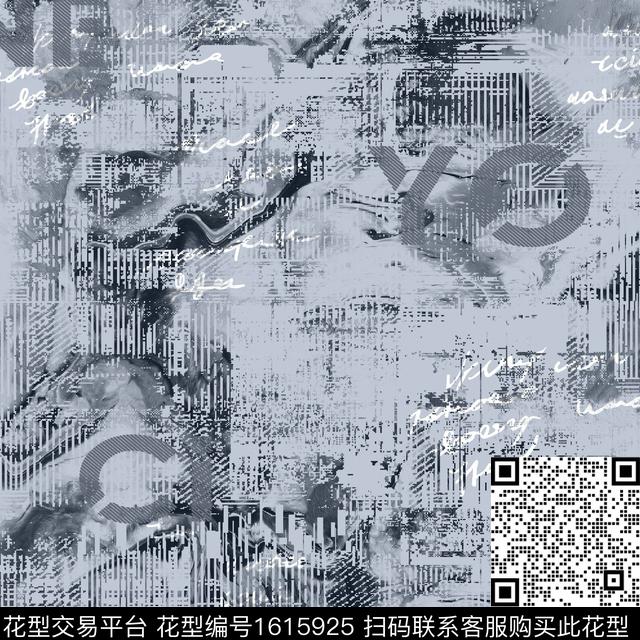 肌理字母抽象数码印花华亿平台下载（图片编号: 1615925） - 瓦栏（Walan）